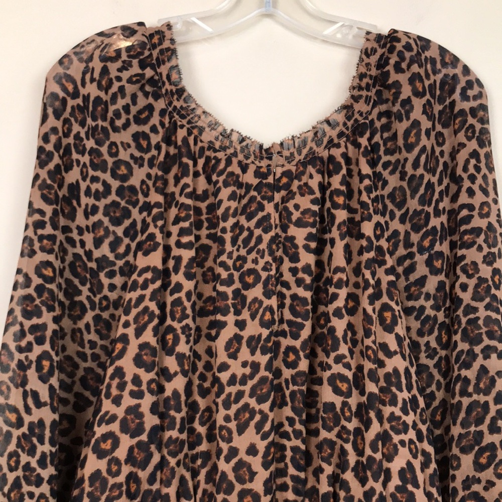 NWT Old Navy Women’s Leopard Print Long Sleeve Smocked Waist A-line Dress - Picture 2 of 12